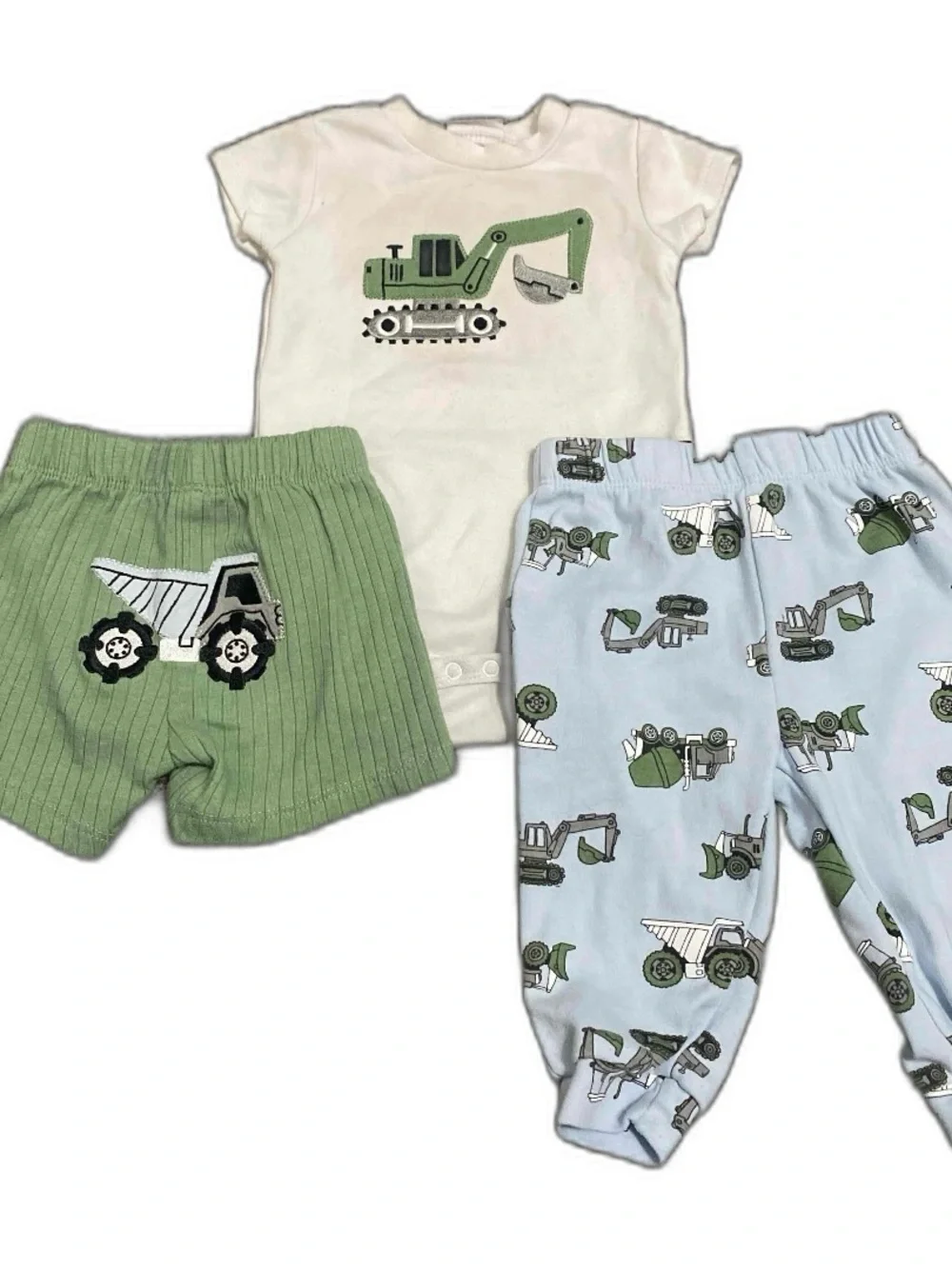 Petit Lem Green & Light Blue Construction Truck 3-Piece Set